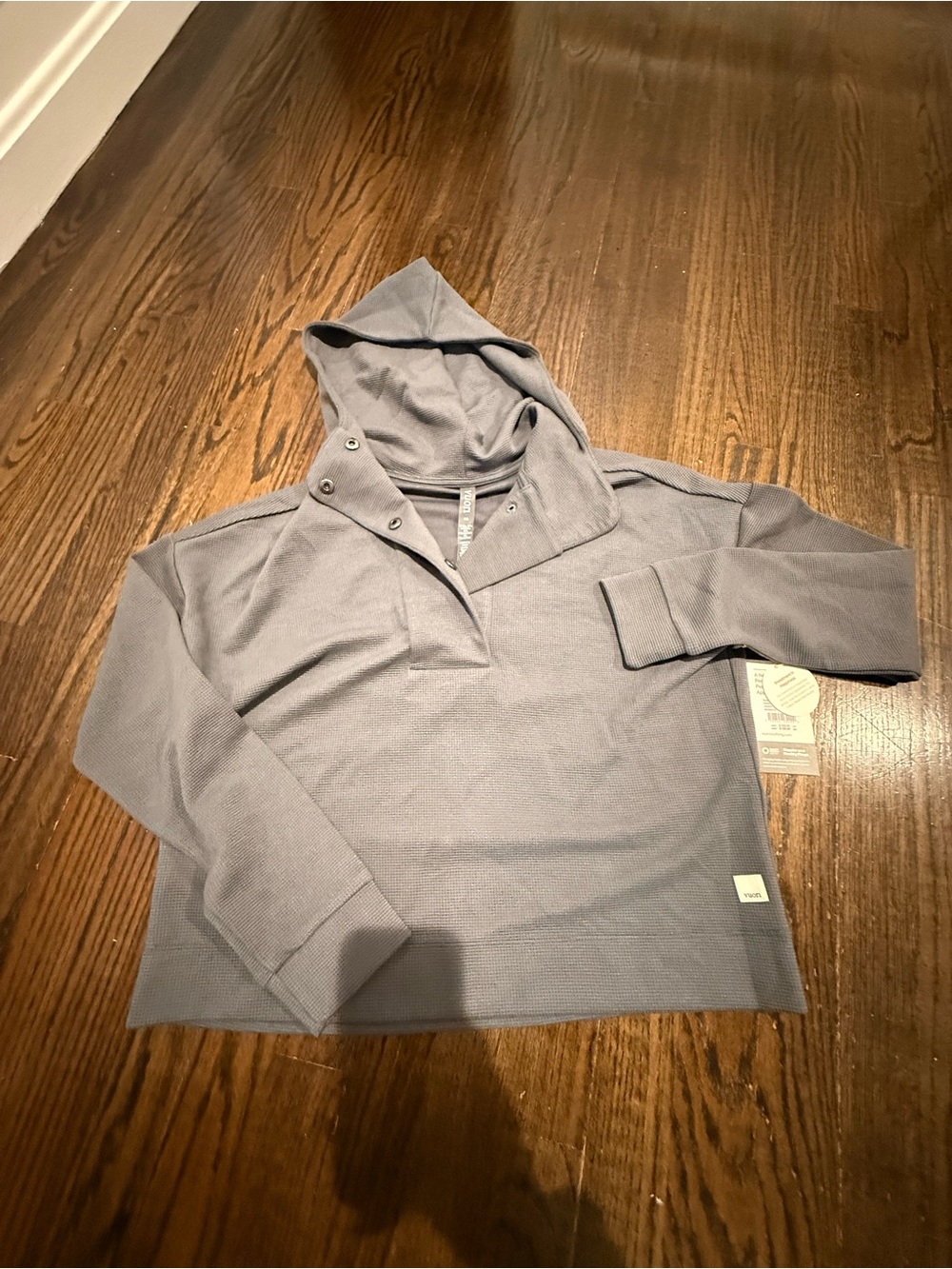 Vuori Lightweight Gray Waffle Hoodie - Picture 1 of 4